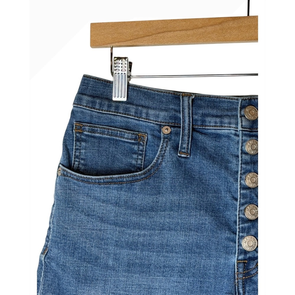 Madewell Denim Shorts Women 29 Blue High Rise Button Fly Raw Hem Medium Wash - Picture 3 of 8